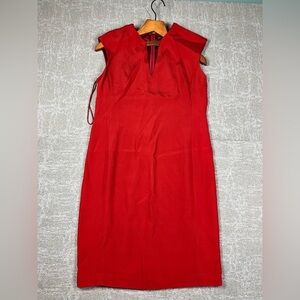 Vintage Ralph Lauren Black Label 100% Silk Red Shift Cocktail Dress Size 10